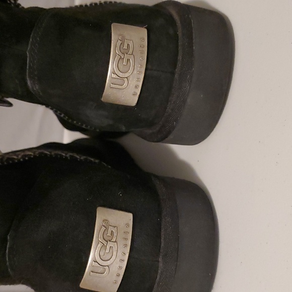 Ugg Metro Tas Black Suede Sherpa Boots Size 8 - Picture 5 of 11